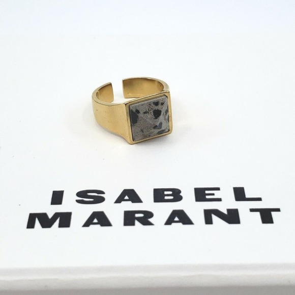 NEW ISABEL MARANT DALMATAIN JASPER GOLDTONE PLATED RING WOMEN'S SZ 8 - Picture 1 of 7